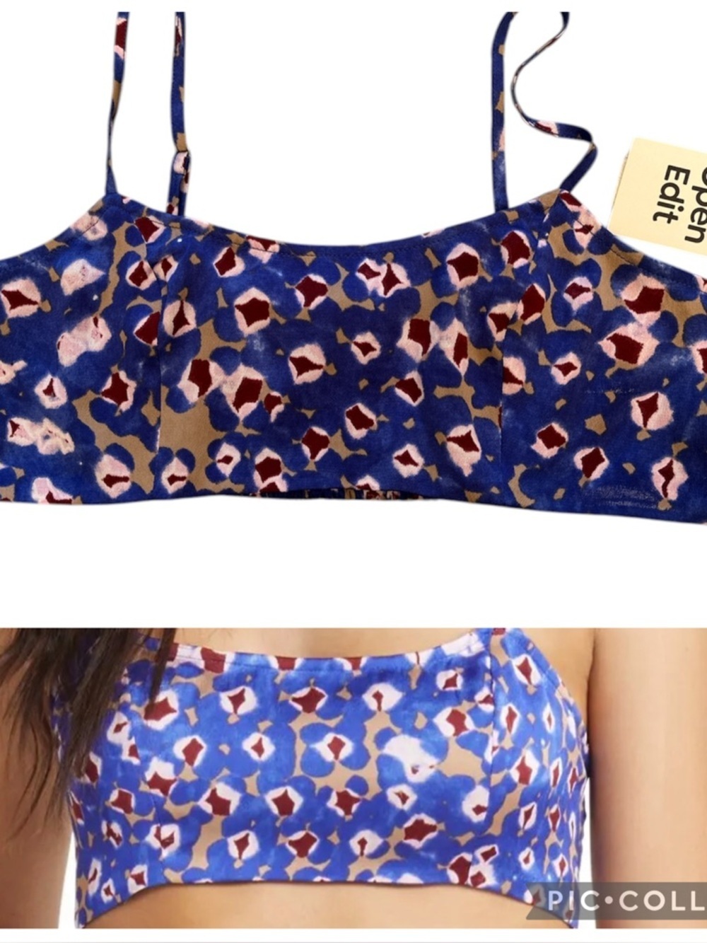OPEN EDIT Cropped Blue Camisole Adjustable Summer Travel Beach Top Medium